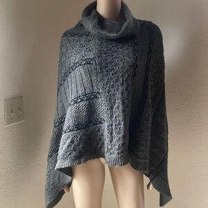 Lineamaglia Sweater  Poncho Cowl Neck Wool Blend Lagenlook Made in ITALY  O/S